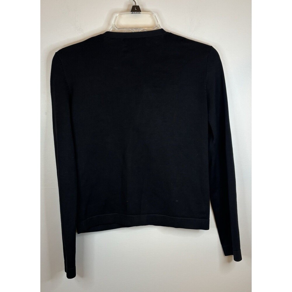LAUREN RALPH LAUREN Black Silk Blend Cardigan Sweater Women Petite Small Buttons - Picture 3 of 9